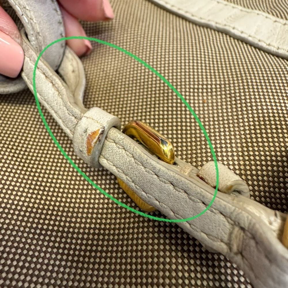 💯 Authentic Prada Beige/Brown Jacquard Logo Canvas and Leather Bow Top handle - Picture 9 of 16